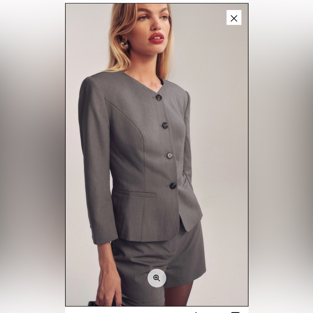 Reformation Gray Structured Blazer Professional Suit Jacket Luc Jacket